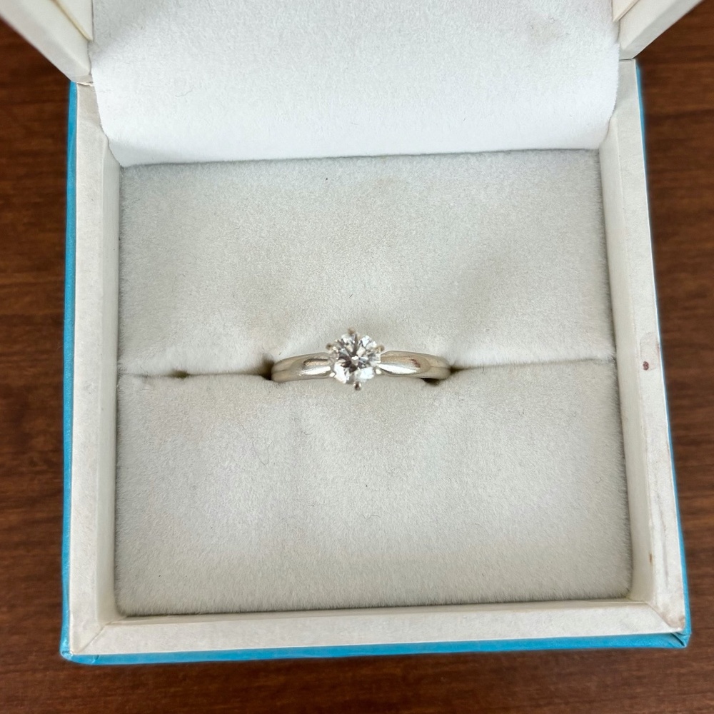 14K white gold diamond solitaire engagement ring